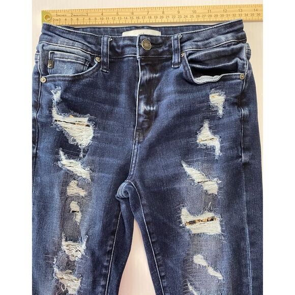 KanCan Jeans Women’s Sz 5/26 (26x27) Blue Destroyed Distressed Skinny Ankle - Picture 5 of 10